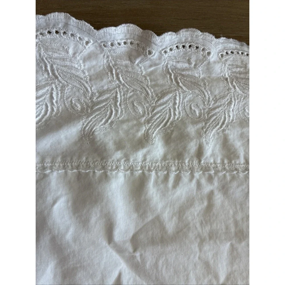 Europa Queen Sheet Set W/ Embroidered Eyelet Edge White READ DESCRIPTION